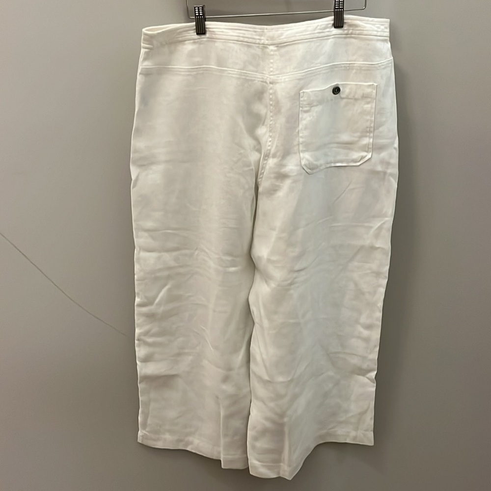 Eileen Fisher Wide Leg Pants Organic Linen Cropped White Size 12 - Picture 7 of 12
